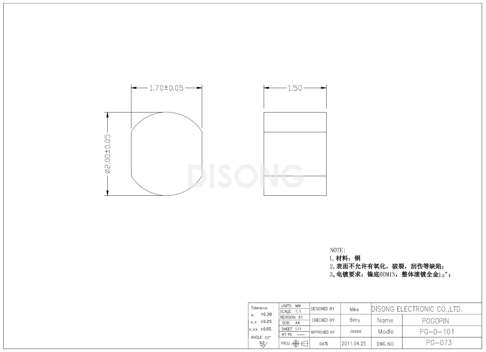 PG-0-101蓝牙耳机小铜柱(图1)